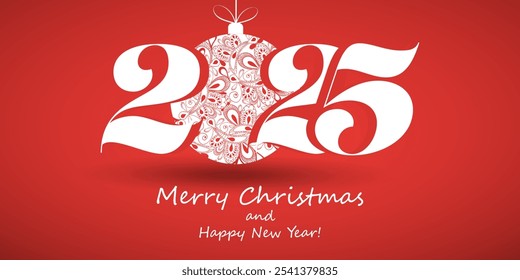 Best Wishes, Merry Christmas and Happy New Year Greeting Card, Creative Design, Vector Template for Year 2025