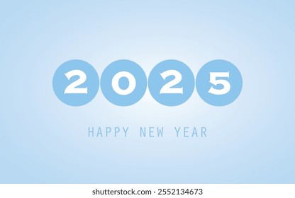 Best Wishes - Modern Simple Minimal Happy New Year Card or Cover Background Template with White and Light Blue Colors - 2025