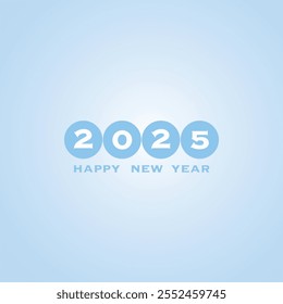 Best Wishes - Modern Simple Minimal Happy New Year Card or Cover Background Template with White and Light Blue Colors - 2025