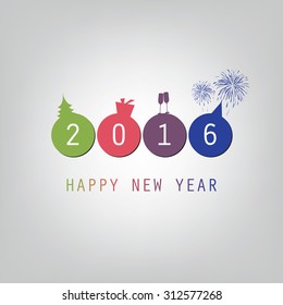 Best Wishes - Modern Simple Minimal Happy New Year Card or Cover Background Template - 2016