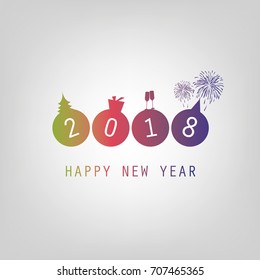 Best Wishes - Modern Simple Minimal Happy New Year Card or Cover Background Template - 2018