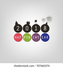 Best Wishes - Modern Simple Minimal Happy New Year Card or Cover Background Template - 2018