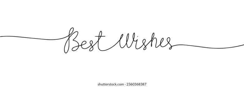 Best wishes, monoline text. One line continuous concept Christmas banner. Line art Christmas short phrases. Vector illustration.