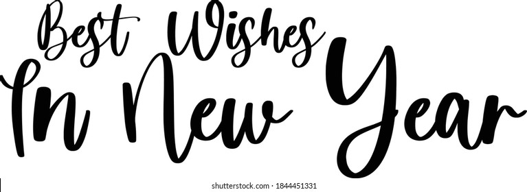 Los mejores deseos en caligrafía cursiva de Año Nuevo sobre fondo blanco