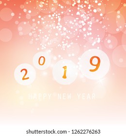 Best Wishes - Orange and White Abstract Modern Style Happy New Year Greeting Card, Cover or Background, Creative Design Template - 2019