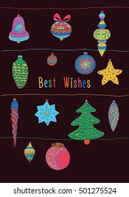 best wishes postcard,christmas decorations 