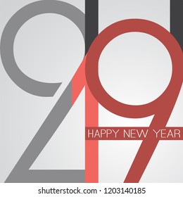 Best Wishes - Retro Style Happy New Year Greeting Card or Background, Creative Design Template - 2019