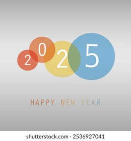 Best Wishes - Simple Colorful New Year Card, Cover or Background Design Template with Numerals - 2025