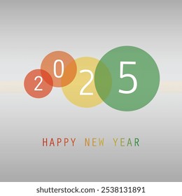 Best Wishes - Simple Colorful New Year Card, Cover or Background Design Template with Numerals - 2025