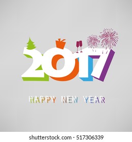 Best Wishes - Simple Colorful New Year Card, Cover or Background Design Template With Holiday Icons - 2017