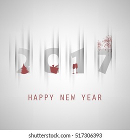 Best Wishes - Simple Colorful New Year Card, Cover or Background Design Template With Holiday Icons - 2017
