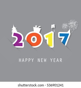 Best Wishes -  Simple Colorful New Year Card, Cover or Background Design Template - 2017