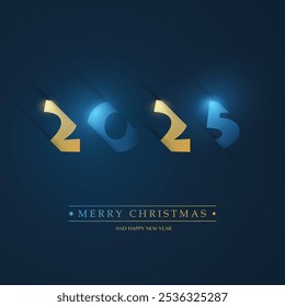 Best Wishes - Simple Dark, Gold and Blue Colored New Year, Happy Holidays Card, Cover or Background Design Template - 2025