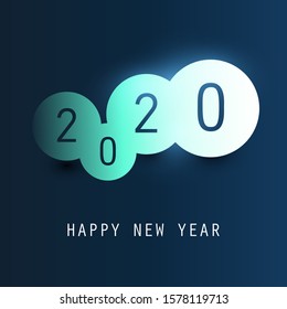 Best Wishes - Simple Green and White New Year Card, Cover or Background Design Template with Numerals - 2020