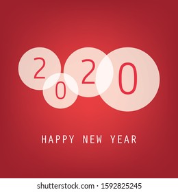 Best Wishes - Simple Red and White New Year Card, Cover or Background Design Template with Numerals - 2020