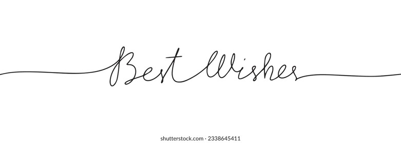Best wishes word handwriting calligraphy text. One line continuous phrase. Vector illustration.