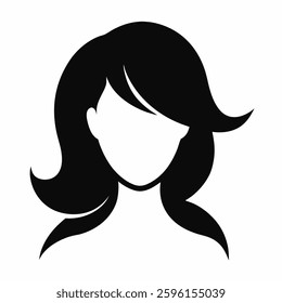 the best woman head with her hair Silhouette illustration, colour black and white, logo, icons