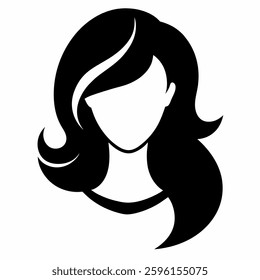 the best woman head with her hair Silhouette illustration, colour black and white, logo, icons
