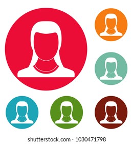 Best woman user icons circle set vector isolated on white background