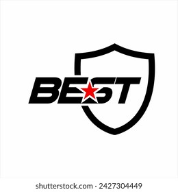 "Best" word design with stars and shield.