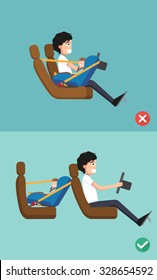 Best and worst for baby safety seat placing it in the car. vector illustration.