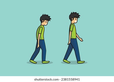 Best and Worst Positions For Walk vector illustration. People healthcare icon concept. Movement animation of the character vector design.