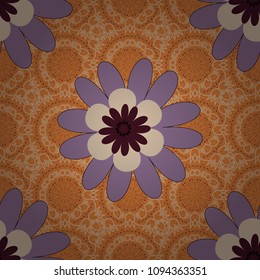Best for wrapping paper. Vector seamless pattern with abstract gray, yellow and violet flowers. Background floral design for wedding, engagement, cosmetics, perfume, beauty products.