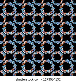 Best for wrapping paper. Vector seamless pattern with abstract gray, black and blue flowers. Background floral design for wedding, engagement, cosmetics, perfume, beauty products.