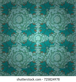 Best for wrapping paper. Vector seamless pattern with abstract green, black and blue flowers. Background floral design for wedding, engagement, cosmetics, perfume, beauty products.