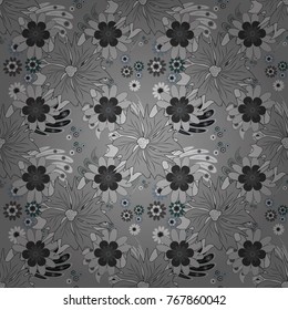 Best for wrapping paper. Vector seamless pattern with abstract neutral, black and gray flowers. Background floral design for wedding, engagement, cosmetics, perfume, beauty products.