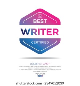 Best Writer Certified Button, Vektorgrafik.