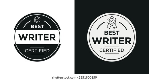 Indicador certificado de mejor escritor, ilustración vectorial.