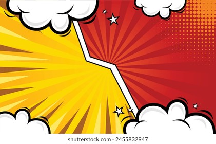 Best Yellow Red Comic Cartoon Background Design Vector Template