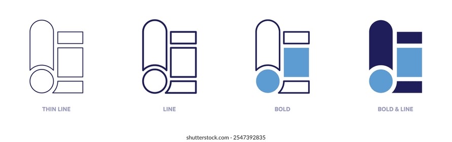 Best yoga mat icon in 4 different styles. Thin Line, Line, Bold, and Bold Line. Duotone style. Editable stroke.