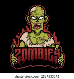 The best zombie logo mascot with a scary gesture