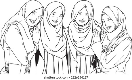 Bestfriend (Bestie) 4 Hijab Girl Illustration