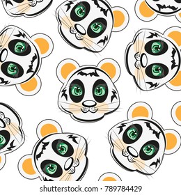 Bestial Pattern panda on white background is insulated