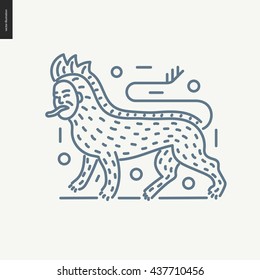 Bestiary Outlined Icon - Contemporary Flat Vector Isolated Icon Of Bestiary Part For Design Studio Website