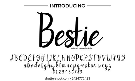 Bestie Font Stylish brush painted an uppercase vector letters, alphabet, typeface