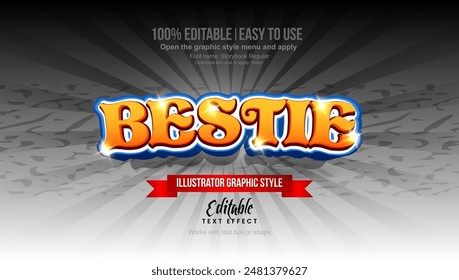 Bestie text effect,  editable text effect template