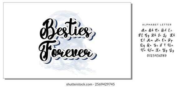 besties forever black letters quote