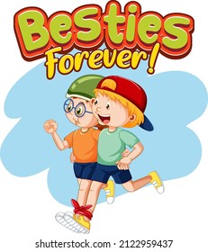 Besties Forever with children three legged race illustration