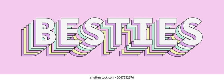 Diseño del logotipo Besties en la ilustración de fondo rosado