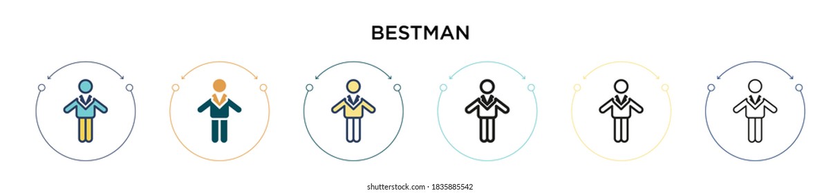 Bestman icon in filled, thin line, outline and stroke style. Vector illustration of two colored and black bestman vector icons designs can be used for mobile, ui, web