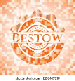 Bestow abstract emblem, orange mosaic background