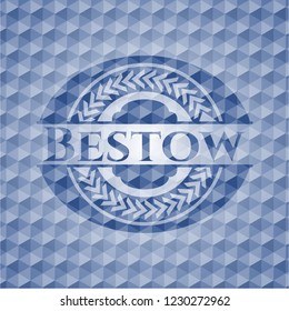 Bestow blue polygonal badge.