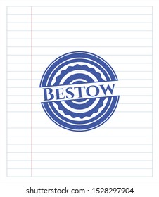 Bestow pen strokes emblem. Blue ink. Vector Illustration. Detailed.
