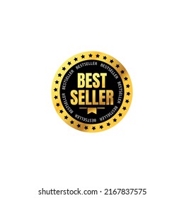 Bestseller Badge With Golden Border Frame. Business Vector Icon