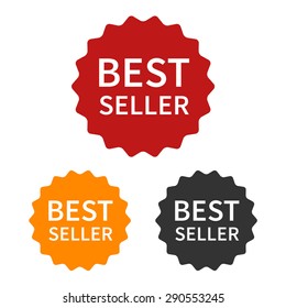 Bestseller (best seller) label or sticker badge flat vector icon