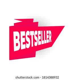 Bestseller big red retro ribbon flat style design vector illustration isolated on white background. Concepts and templates for sale banners and flyers.